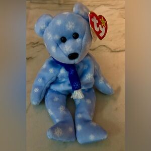 Ty Blue and White Snowflake 1999 holiday Teddy Bear